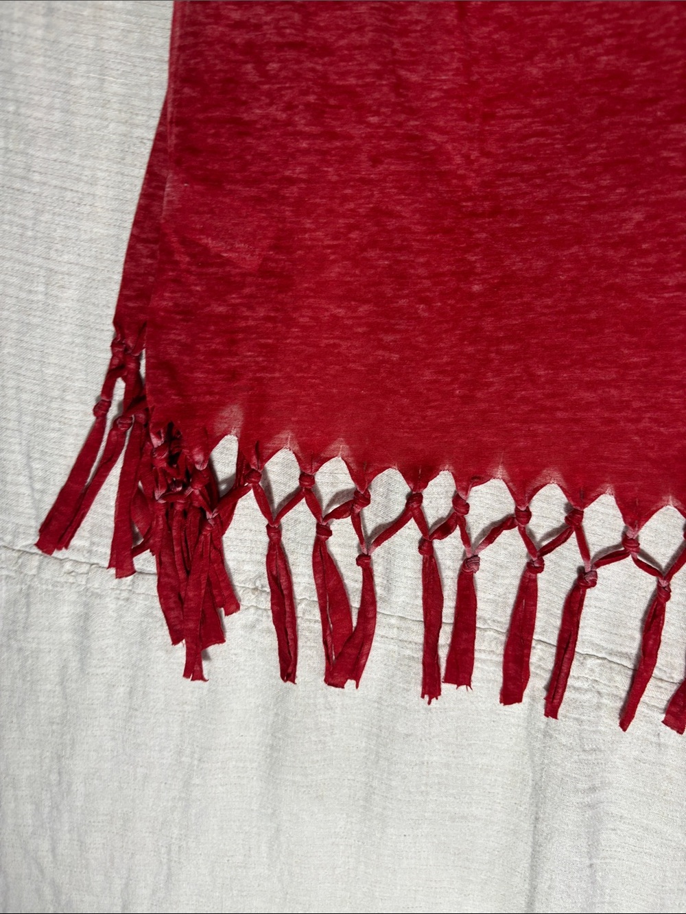 Maurices Red Short Sleeve Open Front Cardigan with Fringe Burnout Knit - Picture 11 of 13